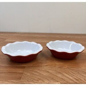 Lot of 2 Emile Henry France‎ 5.5" Pie Tart Dishes Ceramic Red Bakeware